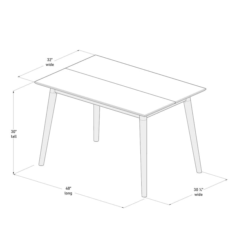 Mid-Century Modern Solid Pine Wood Dining Table Walnut Pecan Finish