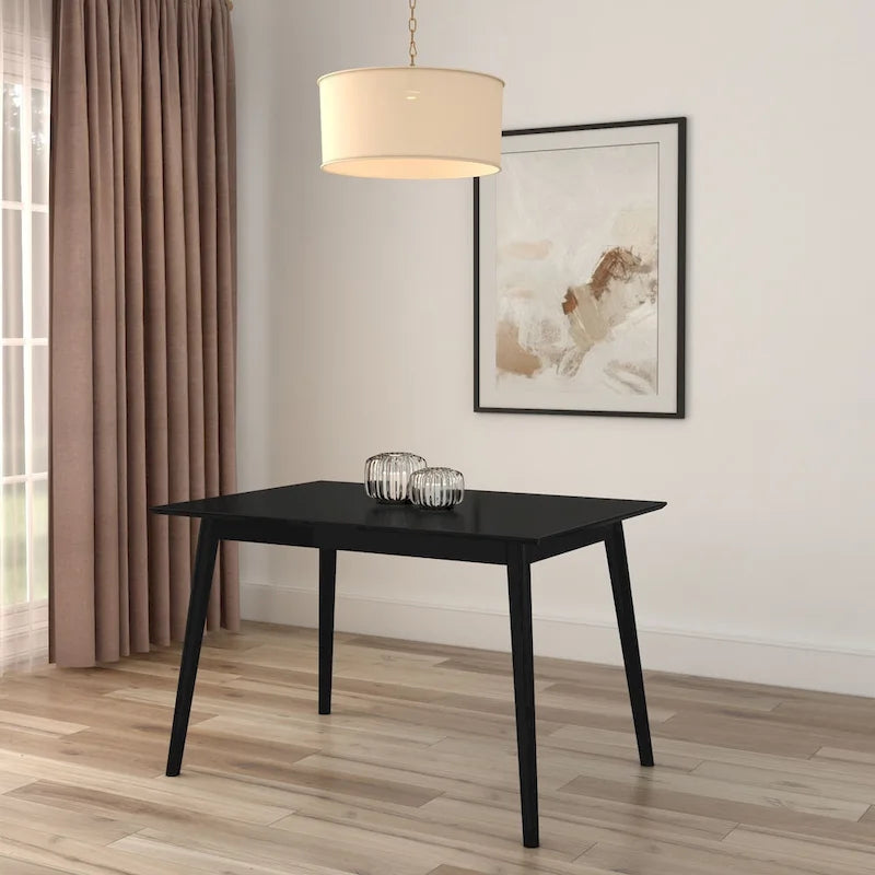 Mid-Century Modern Solid Pine Wood Dining Table Walnut Pecan Finish
