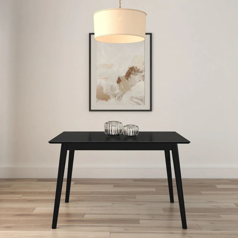 Mid-Century Modern Solid Pine Wood Dining Table Walnut Pecan Finish