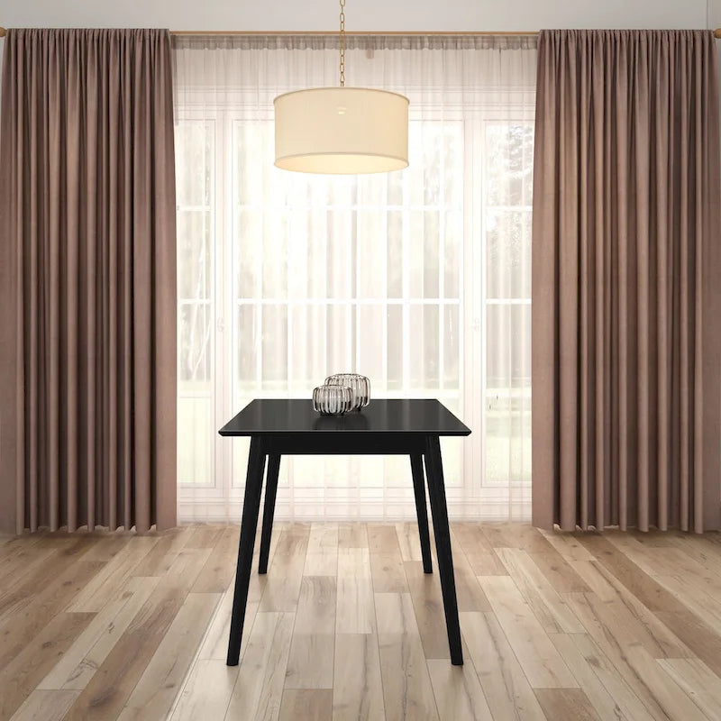 Mid-Century Modern Solid Pine Wood Dining Table Walnut Pecan Finish