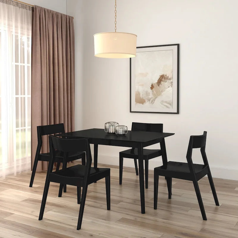 Mid-Century Modern Solid Pine Wood Dining Table Walnut Pecan Finish