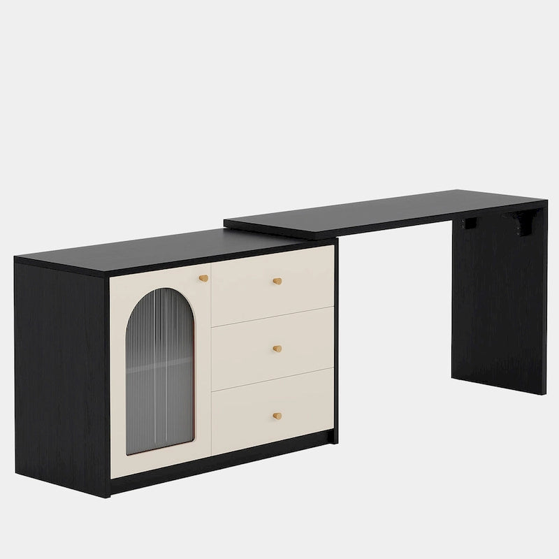 Reversible L-Shaped Computer Desk with Drawers and Storage Cabinet