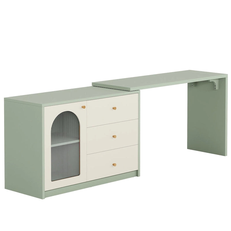 Reversible L-Shaped Computer Desk with Drawers and Storage Cabinet