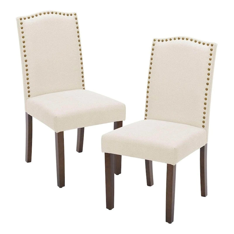 Upholstered Parsons Dining Chair with Nailhead Trim Solid Wood Legs
