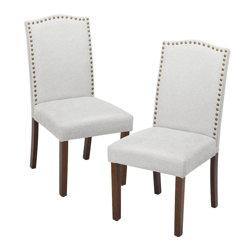 Upholstered Parsons Dining Chair with Nailhead Trim Solid Wood Legs