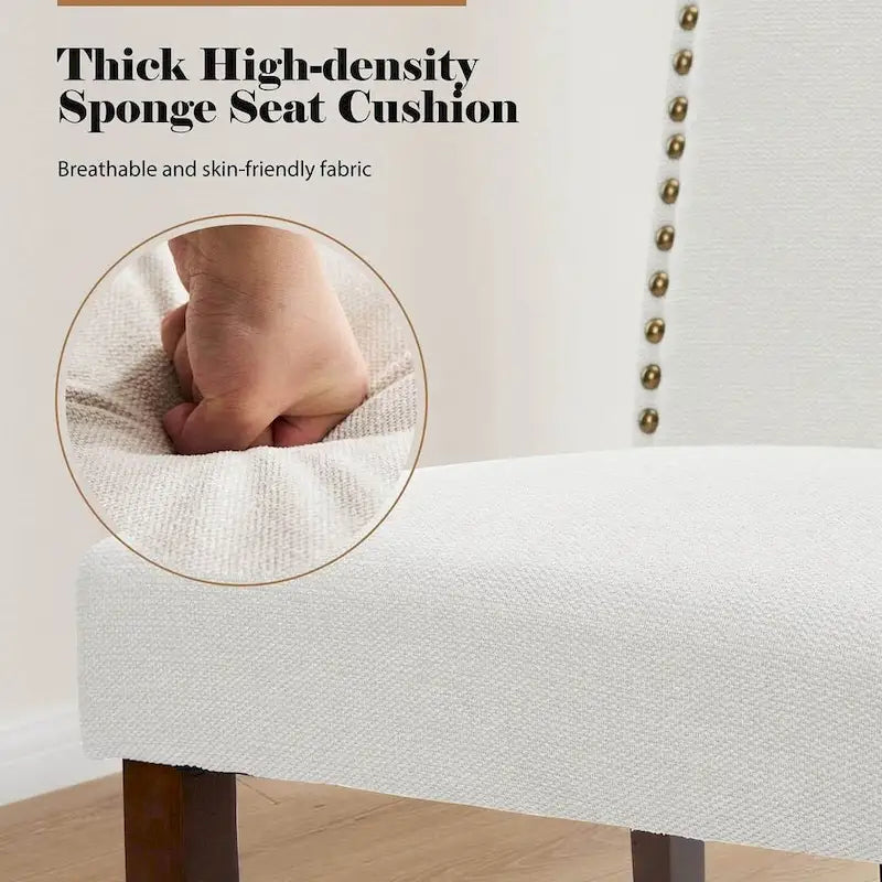 Upholstered Parsons Dining Chair with Nailhead Trim Solid Wood Legs