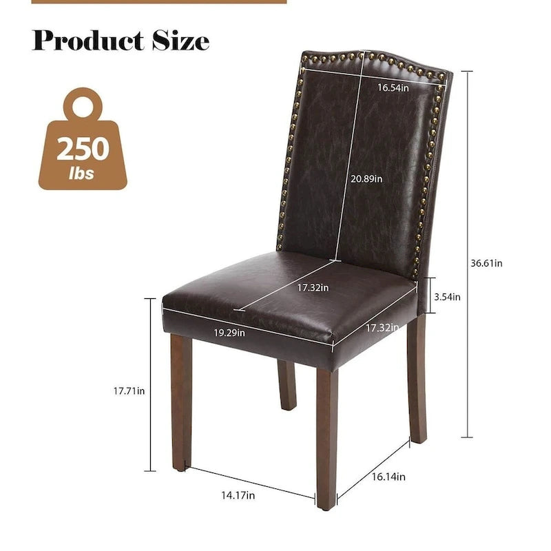 Upholstered Parsons Dining Chair with Nailhead Trim Solid Wood Legs