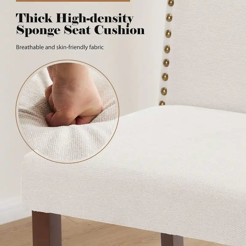 Upholstered Parsons Dining Chair with Nailhead Trim Solid Wood Legs