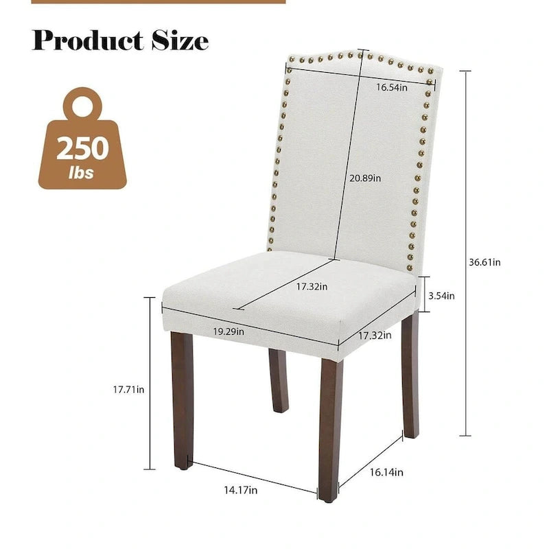 Upholstered Parsons Dining Chair with Nailhead Trim Solid Wood Legs