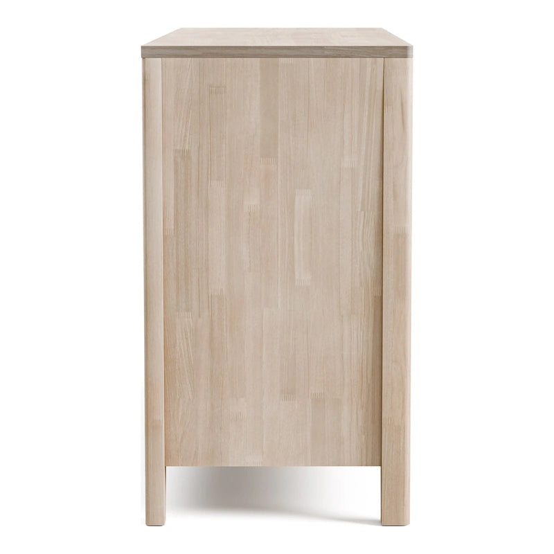 Mid-Century Modern Washed White Solid Wood 6-Drawer Double Dresser