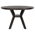 Round Wood Dining Table Dark Brown Pedestal Base Contemporary Style