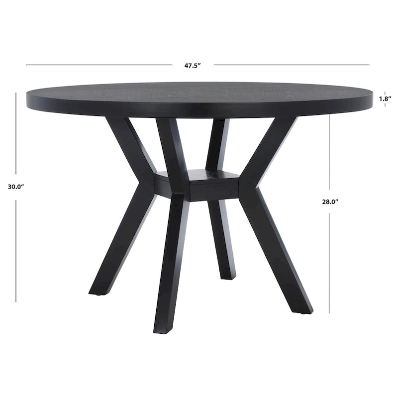 Round Wood Dining Table Dark Brown Pedestal Base Contemporary Style