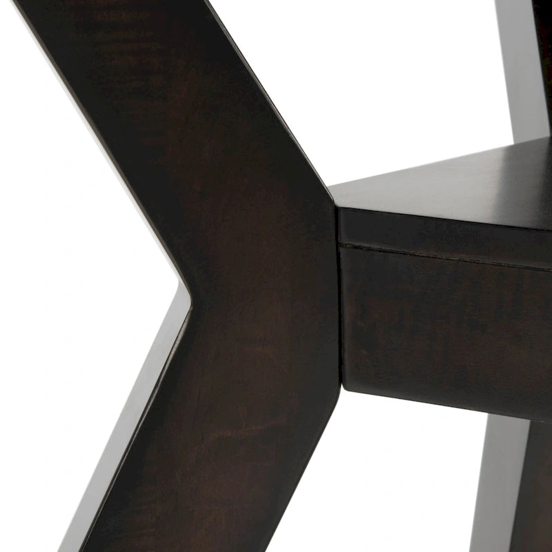 Round Wood Dining Table Dark Brown Pedestal Base Contemporary Style