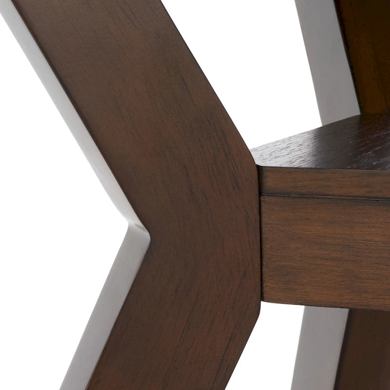 Round Wood Dining Table Dark Brown Pedestal Base Contemporary Style