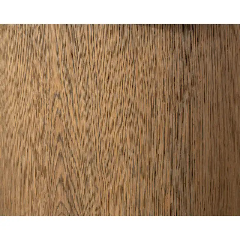 Round Oak Veneer Coffee Brown Cylindrical Plinth Base Wood End Table